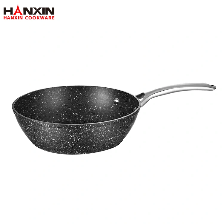 مقلاة عميقة مطلية بالرخام من الألومنيوم غير لاصق